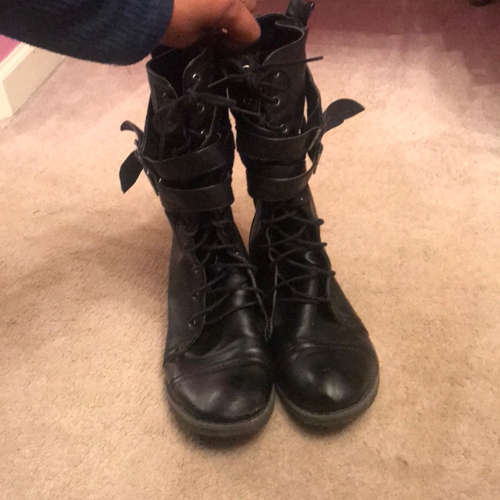 Women’s black combat boots